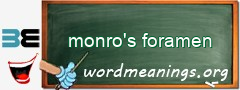 WordMeaning blackboard for monro's foramen